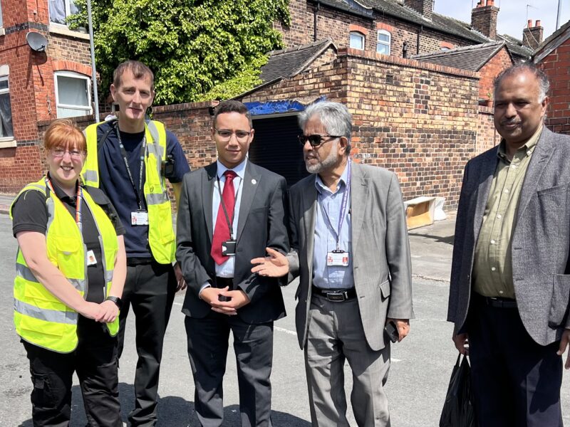 Councillors and Officers discussing the fly-tipping situation in Hanley.